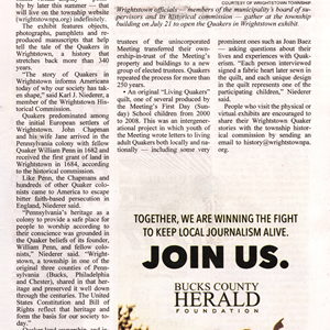 Quakers in Wrightstown BC Herald Article 07 31 2025